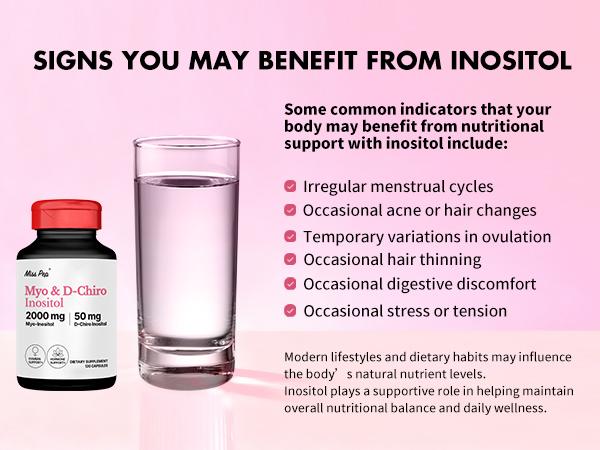 MissPep Women's Inositol Supplement (40:1 Myo & D-Chiro Inositol), 120 Capsules (30-Day Supply) - PCOS Fertility Support, Pelvic Health Specialist Reviewed, Made in USA, Daily Mood Support Vitamins, Wellness