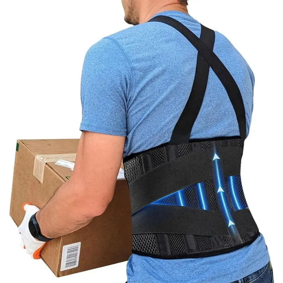 Adjustable Back Brace Lumbar Belt Waist Training Belt with Shoulder Straps for Heavy Lifting, Compression Tummy Control Girdle with Lumbar Support, Back Posture Brace, Shaping Waist Belt