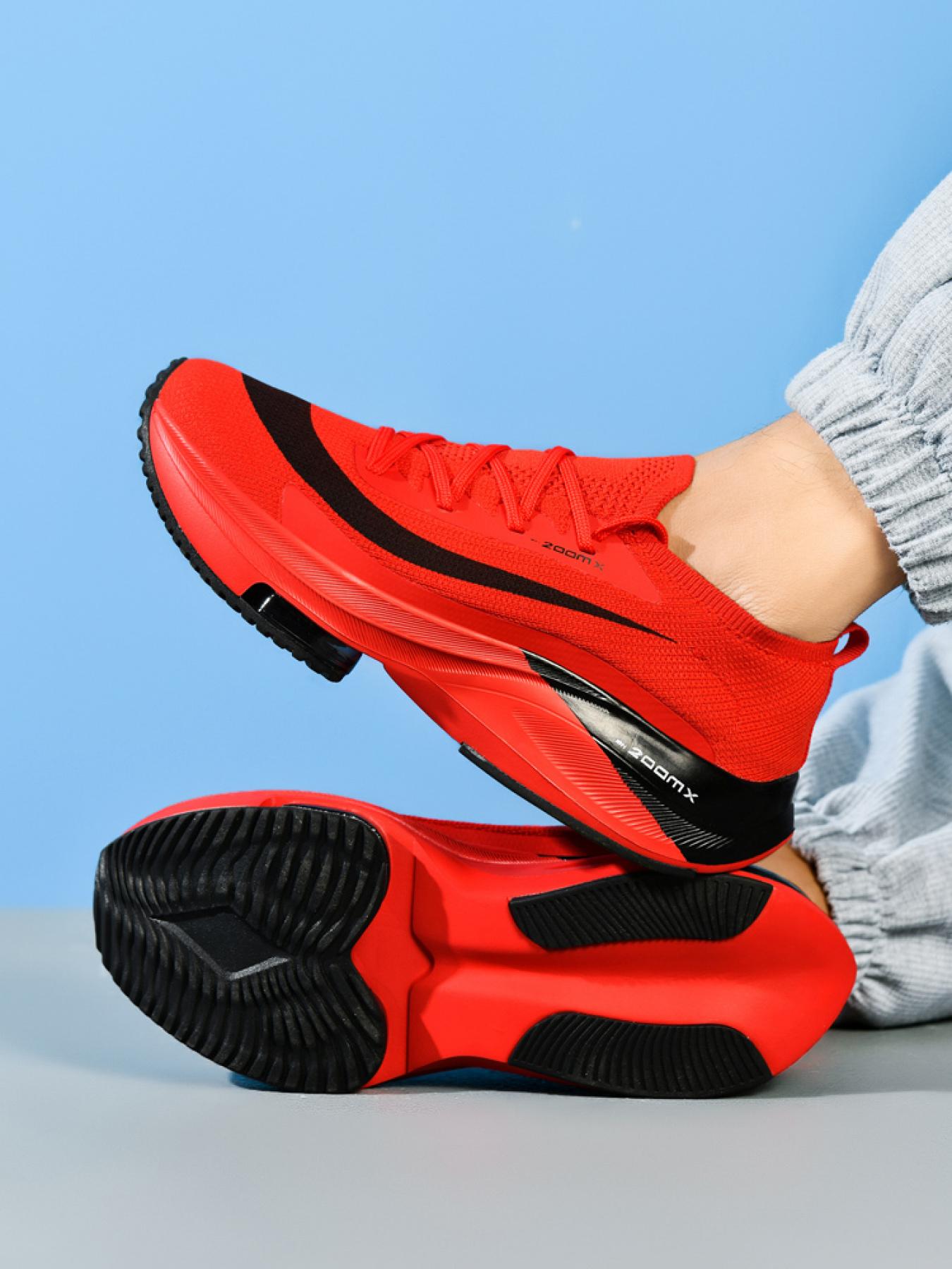 Men Sports Running Shoes Casual Marathon Air Cushion Sneakers Leather Breathable Lightweight Male Comfortable Athletic Nonskid Casual Sneakers Hiking Outdoor Footwear