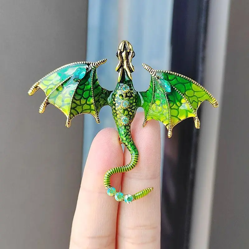 Fashion Enamel Dragon Brooches For Men Women Rhinestone Flying Dragon Clothes Suit Party Office Brooch Pins Jewelry Accessories