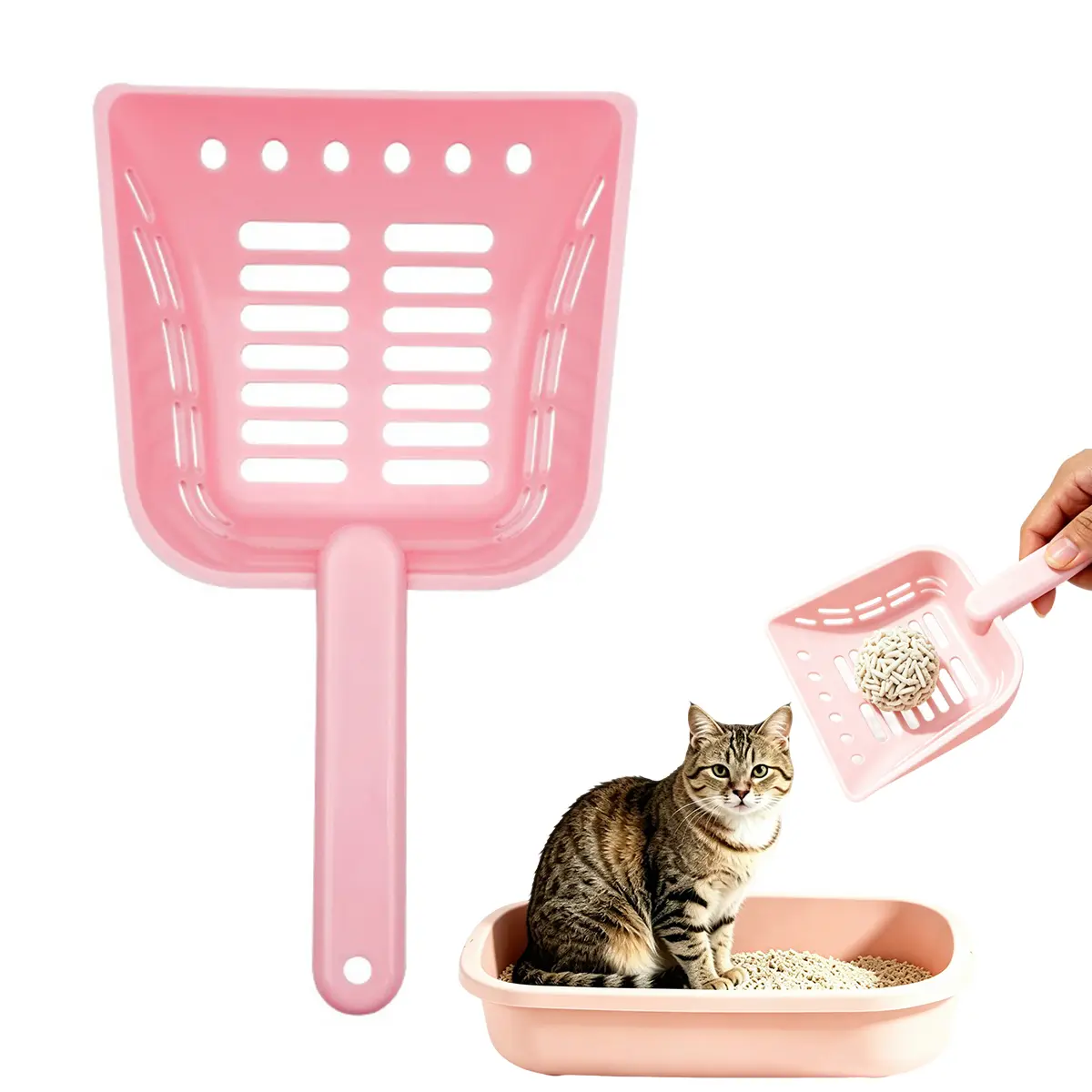 Plastic Cat Litter Scoop Long Handle Cat Litter Scoop Pet Sand Cleaning Scoop Easy To Handle Pet Sand,Scoop Sifting Shovel for Cat Litter Box