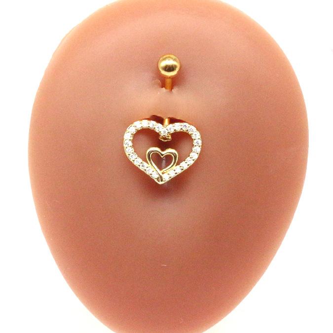 Heart-shaped navel ring, navel stud, navel ornament, water drop pendant, navel ring body piercing jewelry