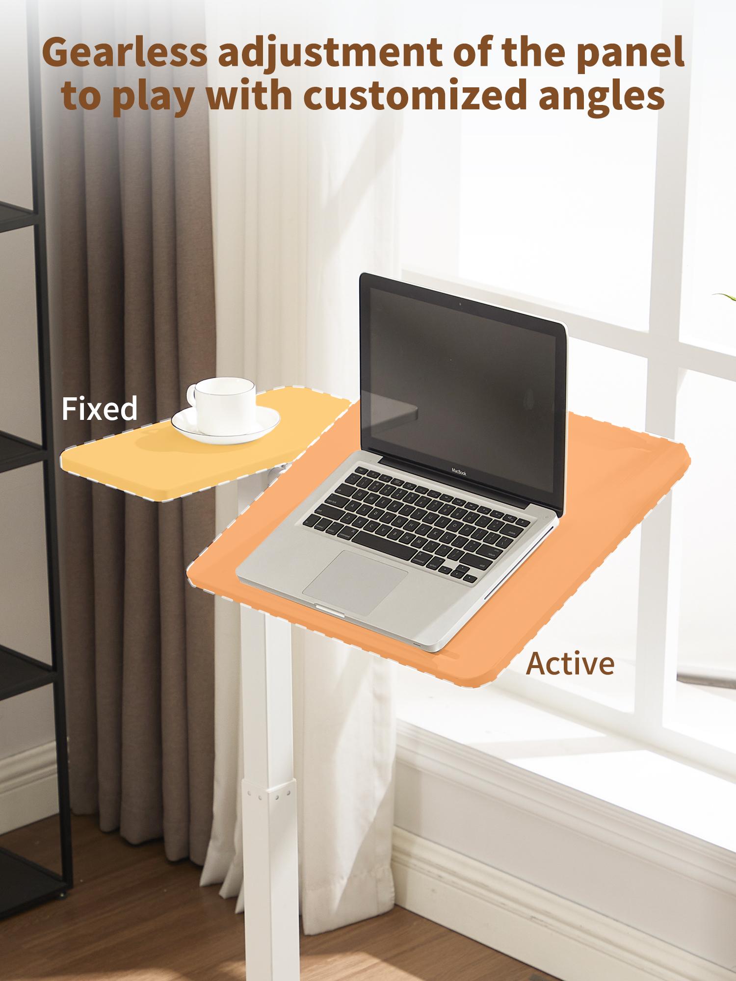 Mobile and Adjustable Bedside Table with a Flipable Desktop! Pneumatic Lift Desk with Wheels, Rolling Laptop Desk Cart, Portable Computer Workstation, Suitable for Both Home and Hospital Use