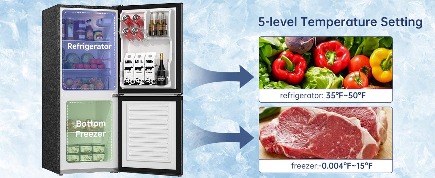 BANGSON 4.0 Cu.Ft Small Refrigerator with Freezer, Mini Double Door Refrigerator with Freezer, Small Fridge with Bottom Freezer, Room Fridge, Protable Refrigerator, Gift Idea, Christmas Gift