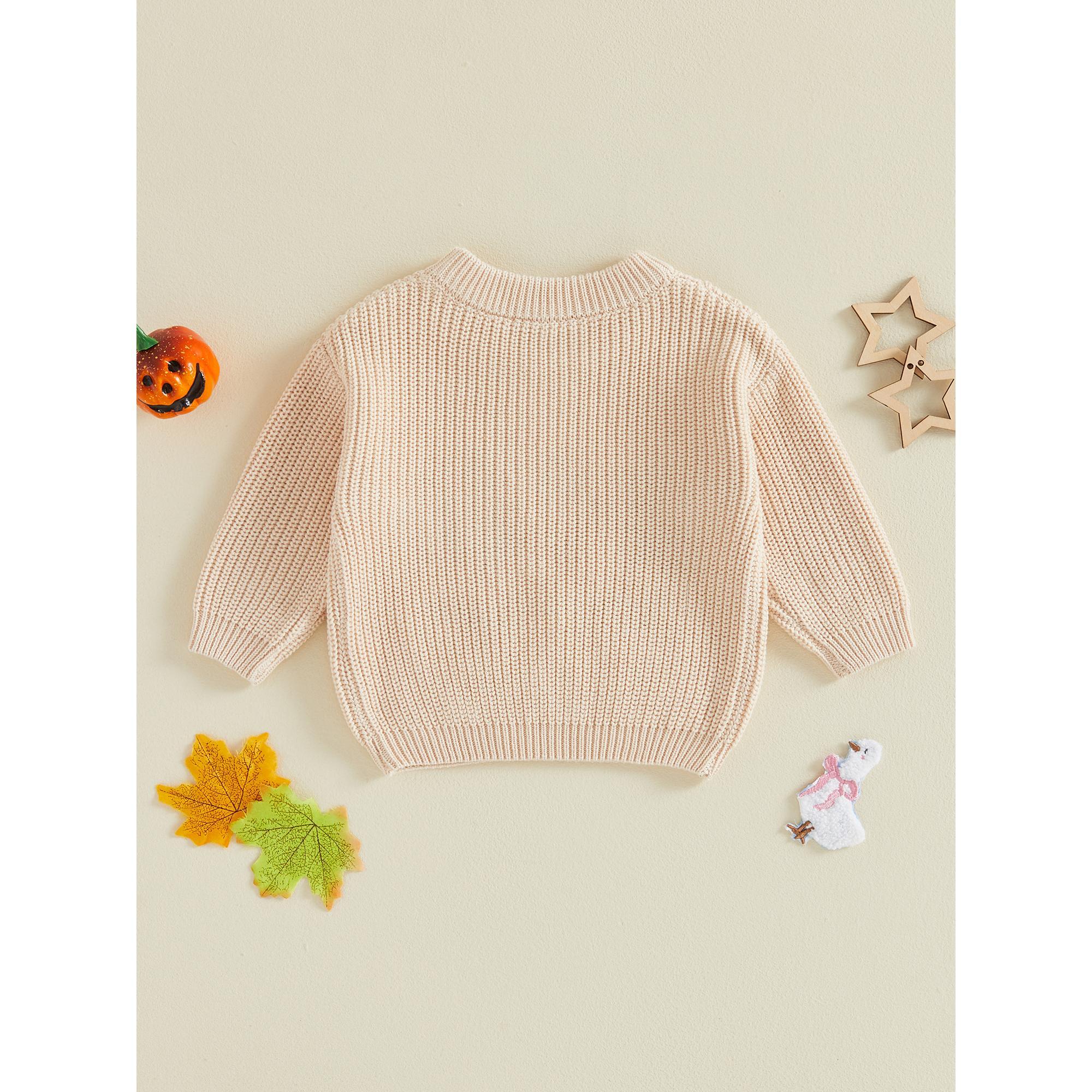 Toddler Baby Little Boy Girl Halloween Sweater Pumpkin Skull Goose Ghost Embroidery Long Sleeve Pullover Unisex Fall Knit Tops 0-7 Years