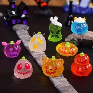 8pcs Luminous Halloween Micro Landscape Miniature Figurine Resin Craft Mini Fairy Garden Ornament Pumpkin Ghost Decoration