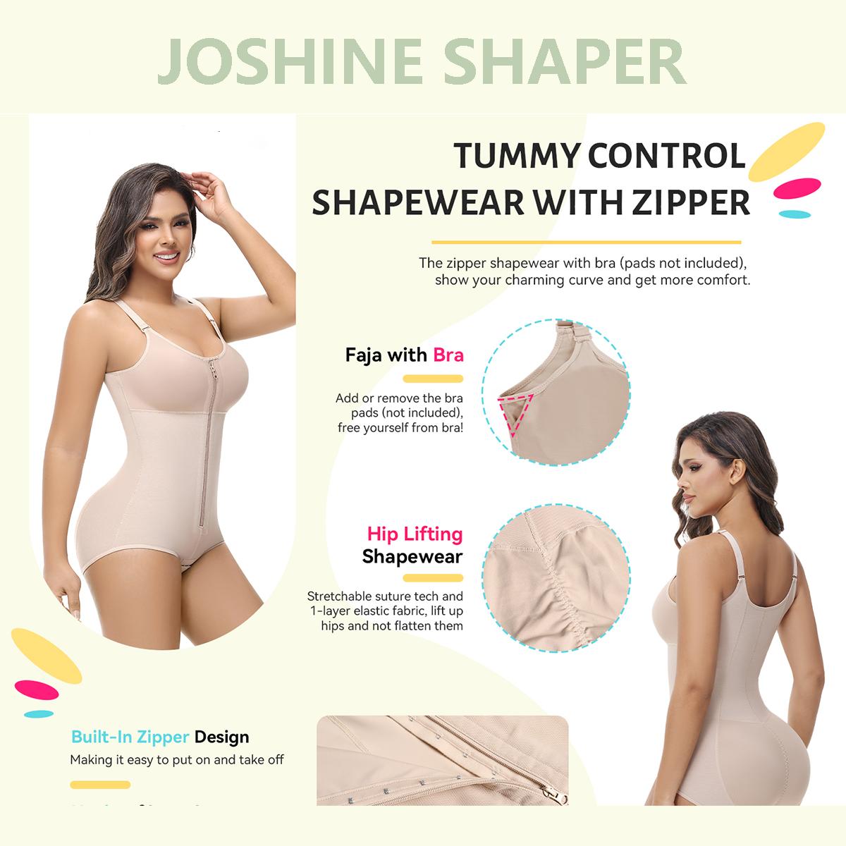 JOSHINE SHAPER  Women's Fajas Moldeadoras Shapewear with Bra Compression Garment Shapewear Tummy Control with Zipper Adjustable Shoulder Strap SpringStatements