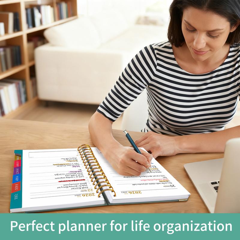 2026 Dual Line Spiral Planner Book, 400 Pages, 12 Months Weekly Monthly Plan, Improve Learning & Efficiency, Memo, Time Organization, Personal Planning, Spiral Bound Planner