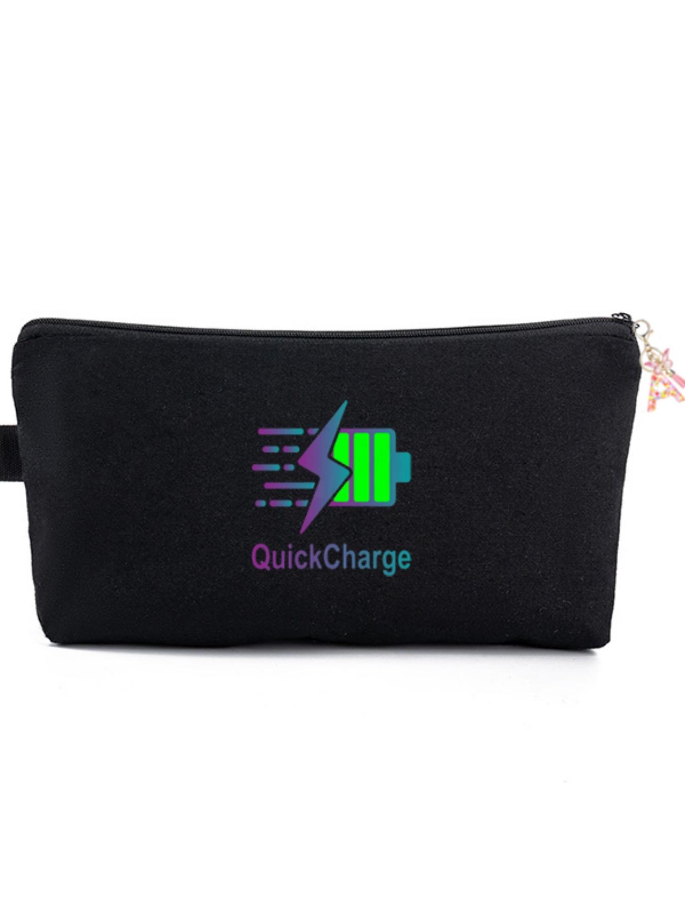 Quickcharge Makeup Organizer Bag, Trendy Fast Charge Design, Durable Canvas Material, Holds Cosmetics and Brushes, Stylish Storage Solution