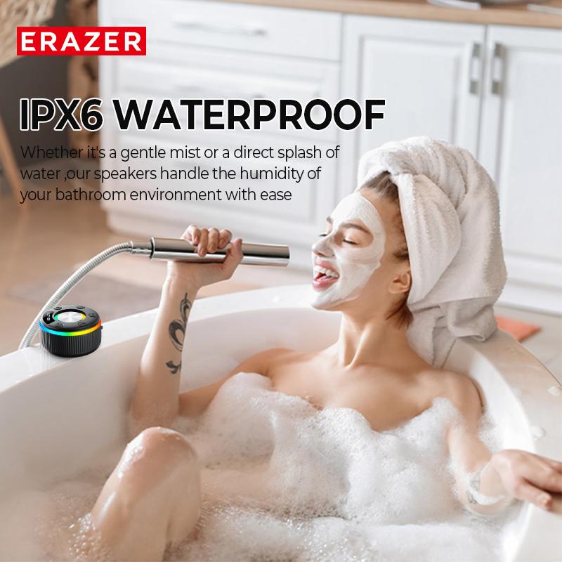 ERAZER XM102 Waterproof Shower Bluetooth Speaker Portable Wireless Speaker with Suction Cup IPX6 Waterproof Speaker Suitable for home/party/outdoor/beach, electronic products, birthday gifts