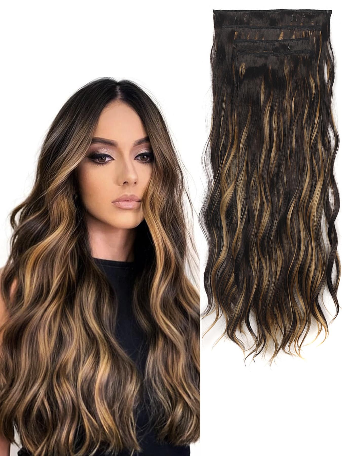 4 piece clip in hair extension set fluffy water wave natural  display picture 3