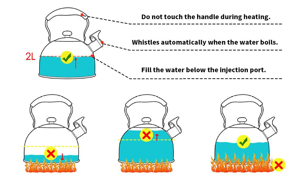 Whistling Tea Kettle Tea Pots 2.5L, Stainless Steel Kettle with Wood Pattern Folding Handle, Whistle Kettle for Tea Coffee