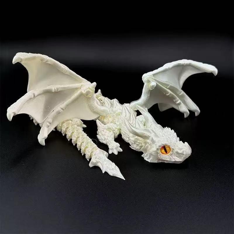 3D Printed Double-Horned Winged Dragon Figurine, Flexible Fully Articulated Multi-Joint Movable Model with Iridescent Gradient Finish, Room Decor, Household Items Decor, Sports & Outdoor Protective Gear Styling Accessory
