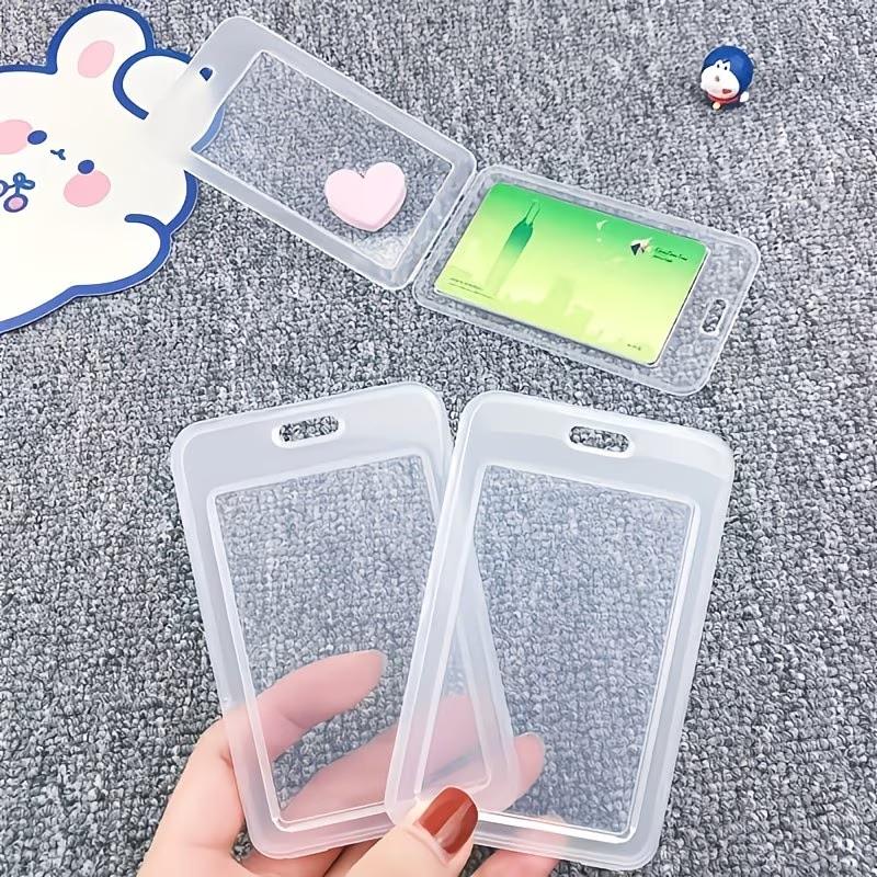 5pcs Waterproof Transparent ID Badge Box, Protect Bank Cards and Ids, Re-Sealable Zipper, Lanyard, Plastic Clip, Office School Travel