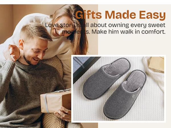 EverFoams Men's Cotton Knit Slippers Lightweight Memory Foam Indoor House Shoes with Anti-Skid Sole EverFoams Men's Cotton Knit Slippers Lightweight Memory Foam Indoor House Shoes with Anti-Skid Sole