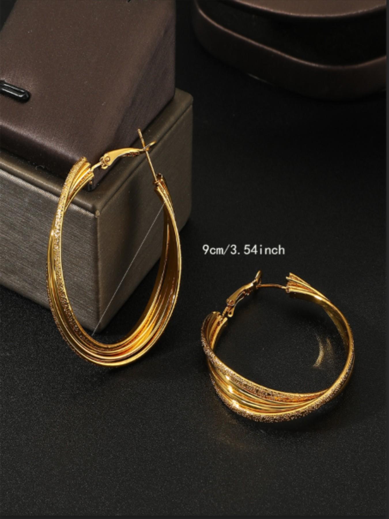 Luxury Twisted Multi-Layer Hoop Earrings for Women, European Style Glitter Ear Cuffs, Unique Design High-End Jewelry