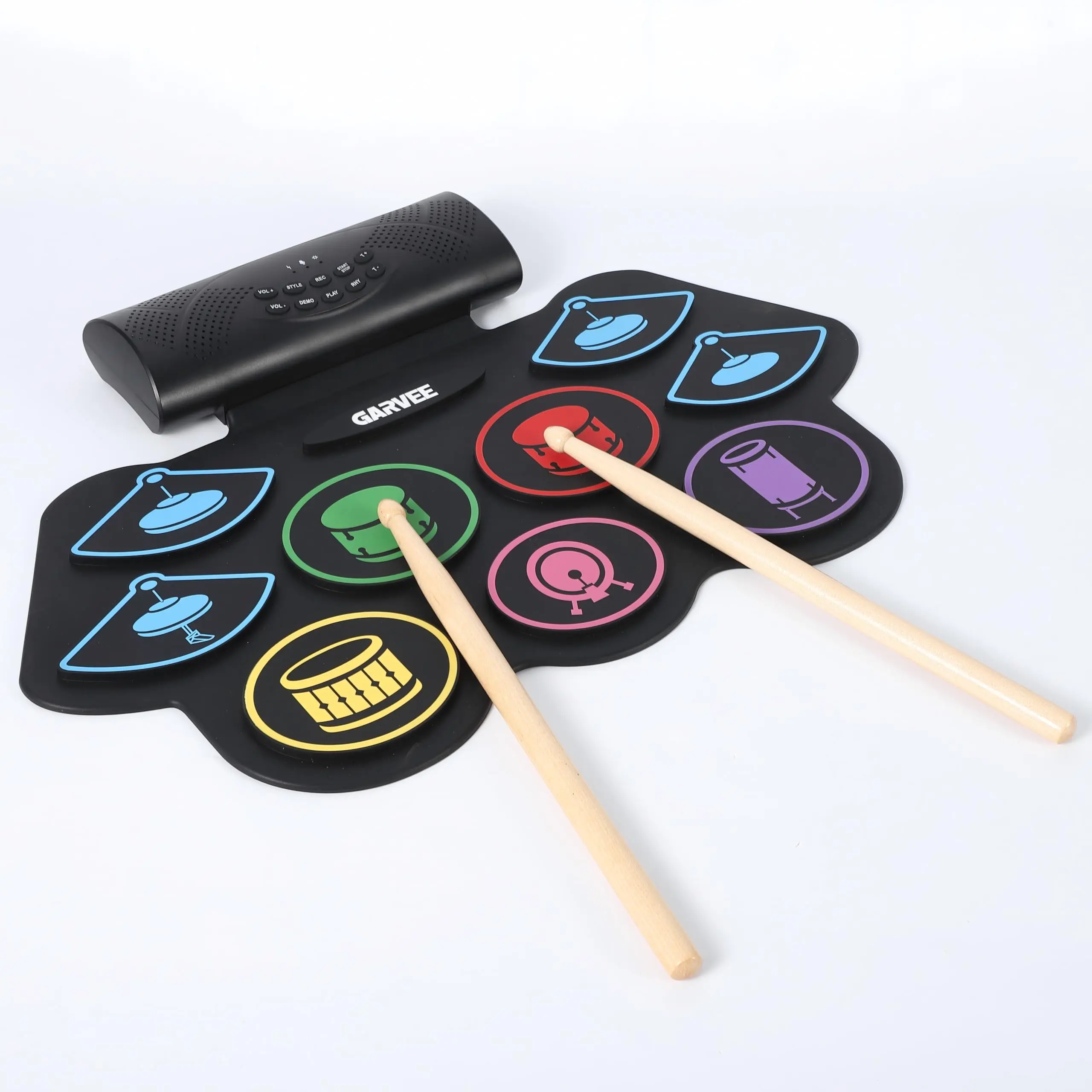 【ChristmasGifts】9-Pad Roll Up Electronic Drum Kit, Portable Rechargeable Digital Drum Set with Recording Playback, Drumsticks & Foot Pedals, Foldable Practice Drum Pad for Beginners Kids Birthday Holiday Gift