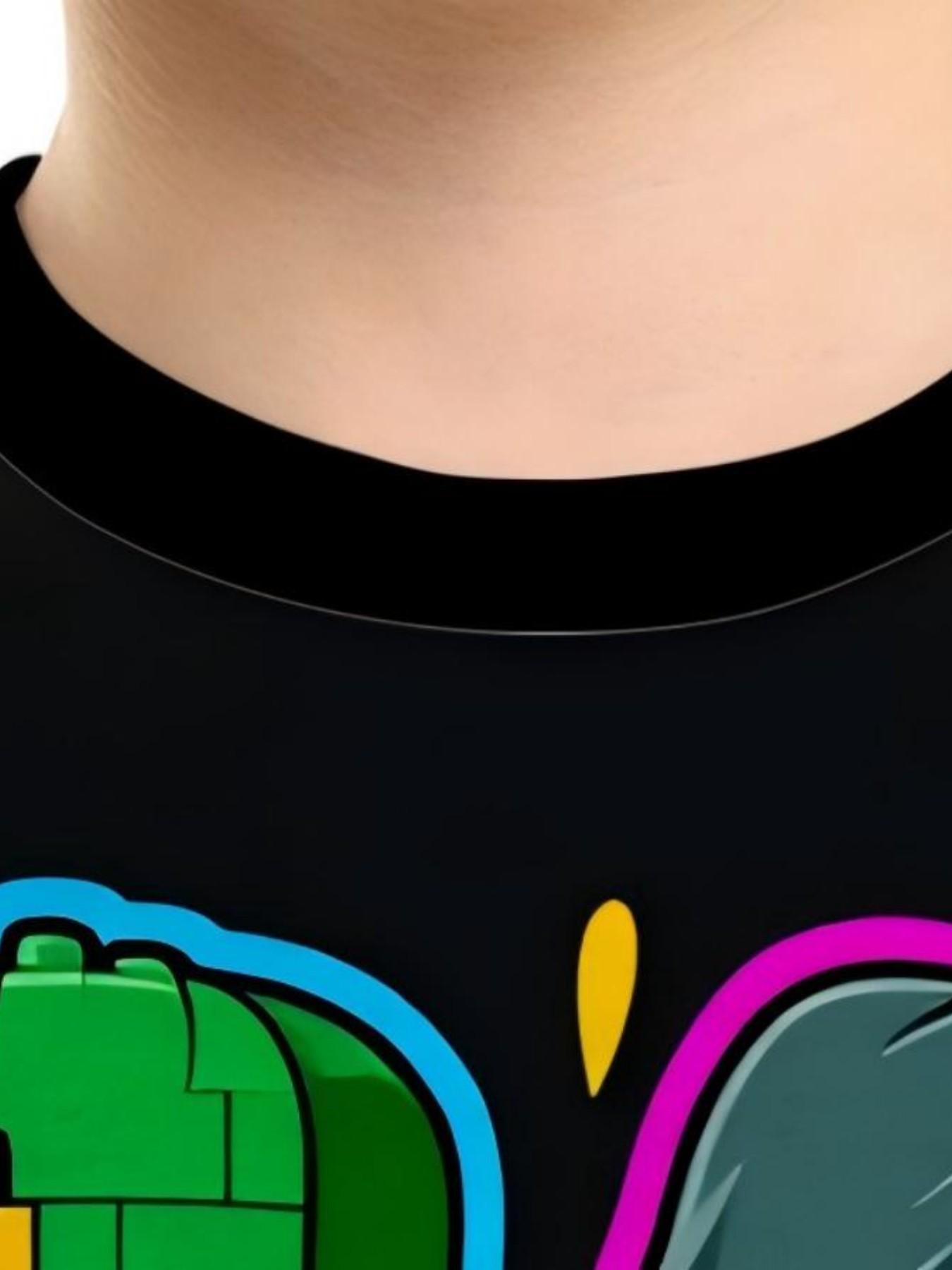 Boy 6th Birthday Hip-Hop Theme T-Shirt, Fun Cartoon Street Dance Pattern, Loose Short Sleeve Round Neck Top