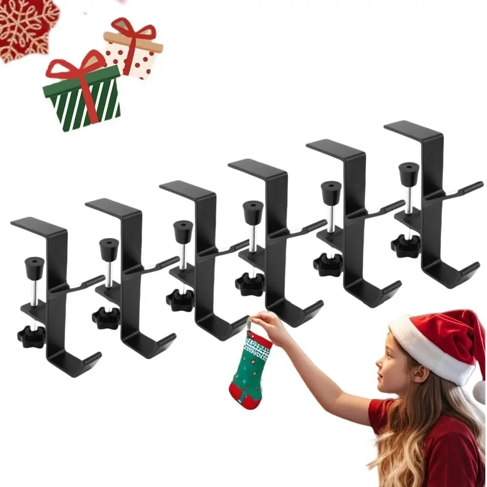 2 in 1 Adjustable No Drill Garland Hooks & Mantel Stocking Holders for Christmas Xmas Holiday Fireplace Home Party Decoration