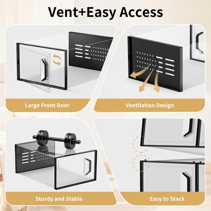 12-piece oversized shoe storage box, transparent plastic stackable shoe finishing box, 2026 Fengshen shoe box! Installation-free + stackable
