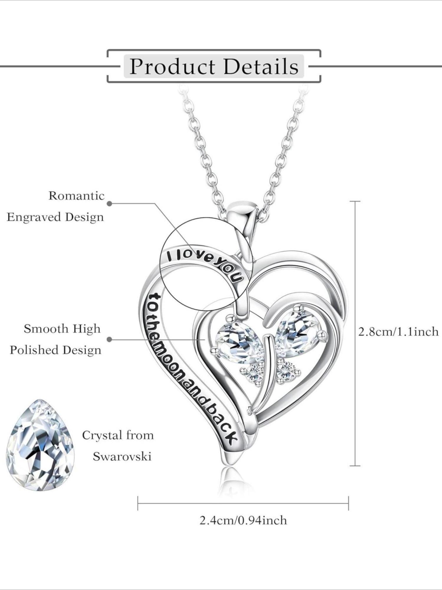 1 Pc Silvery Classic Double Heart Necklace for Women Men Stunning Forever Love-inspired Design Dazzling Swarovski Crystals Romantic Glamorous Visual Effect Symbolic Double Heart Shape Great for Valentine’s Day Wedding Anniversaries Engagements