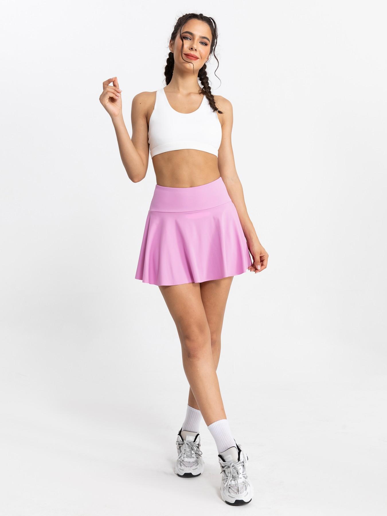 Women's Pleated Tennis Skirt with Shorts, 2-In-1 Running Sports Skirt Set, Yoga Mini Skirt with Side Pockets, Comfortable Fit for Gym, High Waist Skorts