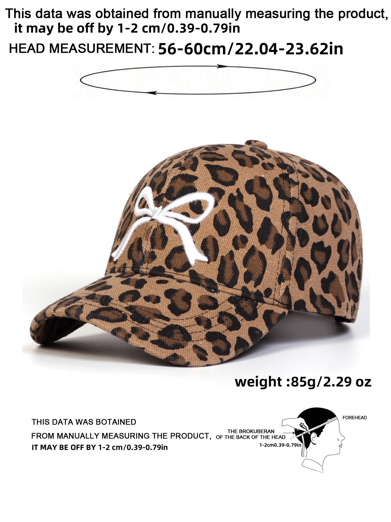 Unisex Leopard Print Bow Hat, Fashionable Adjustable Design, Comfortable Woven Fabric, Perfect for Sports & Casual