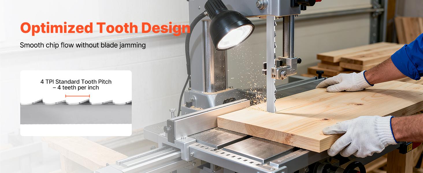 VEVOR Bandsaw Blade, 72 Inch Length, 4 TPI Band Saw Blade with 18 HRC Hardened Sharp Teeth, SK5 High-Strength Carbon Steel, 0.5 Inch Width, Replacement for Major Woodworking Band Saw Brands, 1 Pack