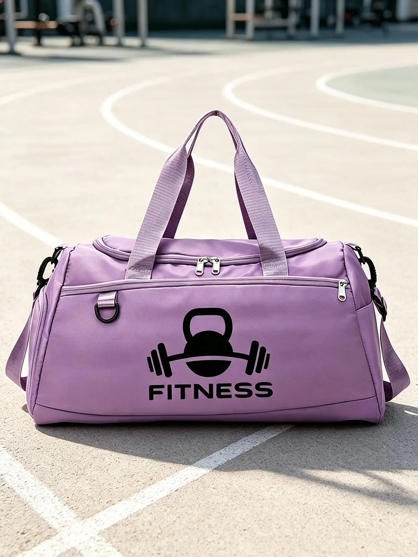 Fitness Print Large Capacity Sports Bag, Dry Wet Separation, Travel Gym Yoga Bag, Unisex, All Seasons, Sporty Style