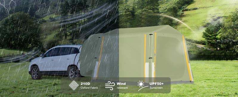 Lilypelle Inflatable Camping Tent with Pump, Glamping Tents for 6-8 People, Easy Setup 4 Season Waterproof Windproof Outdoor Blow Up Tent, Luxury Cabin Tent with Mesh Windows & Doors