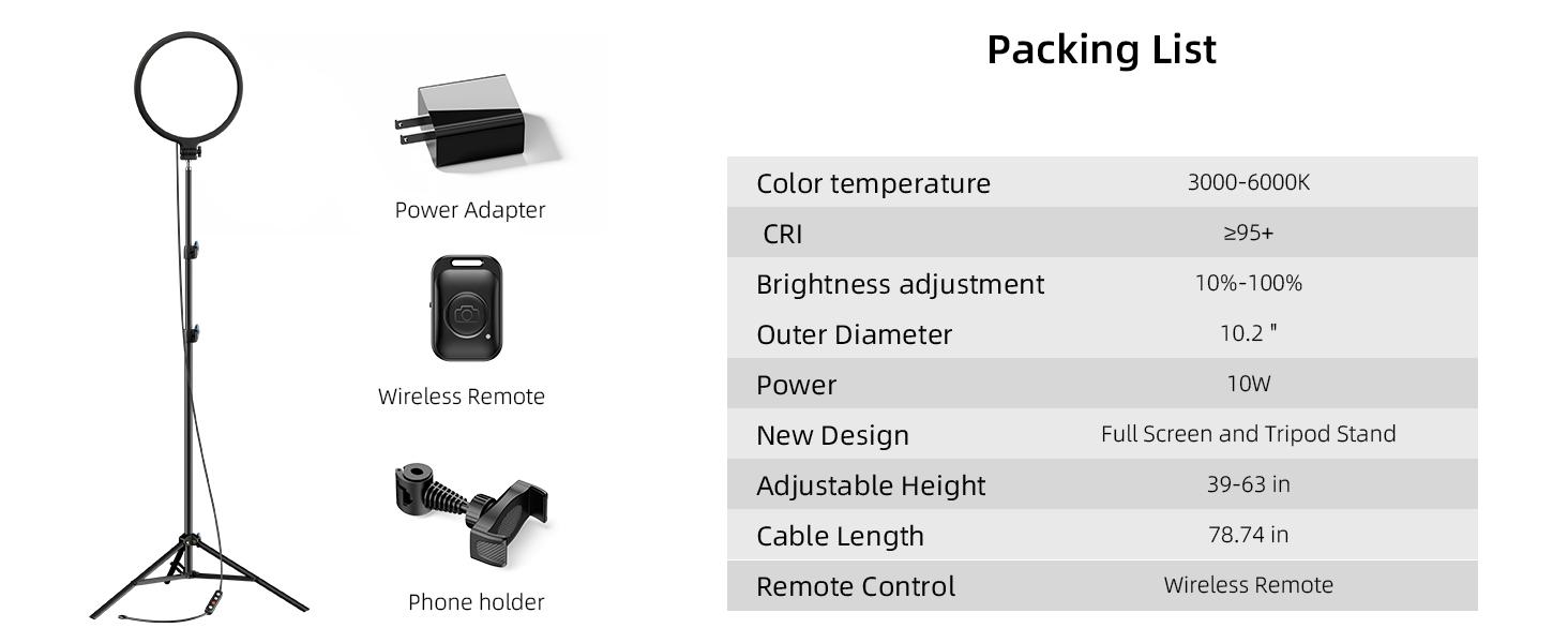 Weilisi 10.5" Ring Light with 69" Tripod Stand and Phone Holder Kit, Full-Screen Zoom Lighting for Video Recording, Makeup, Live Stream, Dimmable LED Selfie Ring Light Tripod for iPhone with Remote Weilisi 10.5" Ring Light with 69" Tripod Stand and Phone Holder Kit, Full-Screen Zoom Lighting for Video Recording, Makeup, Live Stream, Dimmable LED Selfie Ring Light Tripod for iPhone with Remote