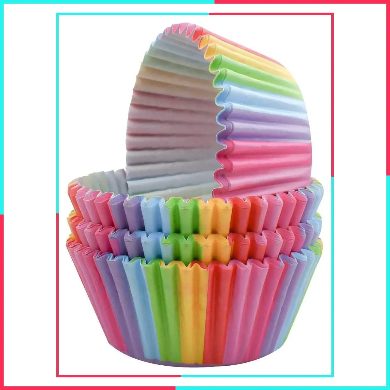 100 Pack Rainbow Cupcake Liners - Standard Size, Greaseproof Paper Muffin Liners for Birthday Party, Wedding Cake, Colorful Cupcake Wrappers