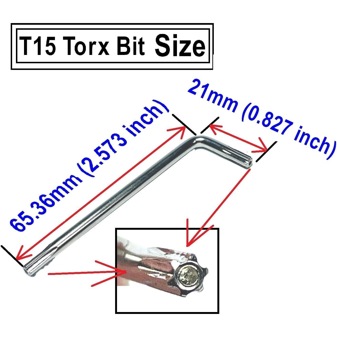 8 count T15 Torx Bit T15 Anti Tamper Proof Torx  Key Bit Wrench,T 15 torx key set,allen key drill bit set L-Shape,S2 Steel tamper proof torx bit set