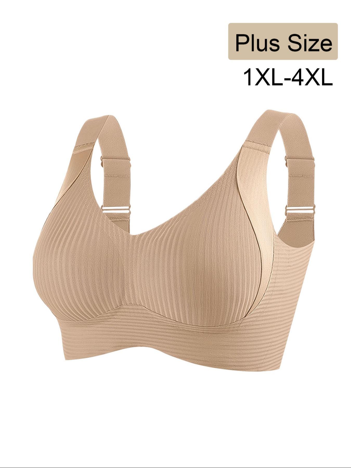 Women's Plus Size Seamless Underwire Bra, Lift & Support, Full Back Coverage, Light Thin Lining, Casual Daily Wear, Fitness Yoga Workout, Workout Ribbed, Yoga Activewear