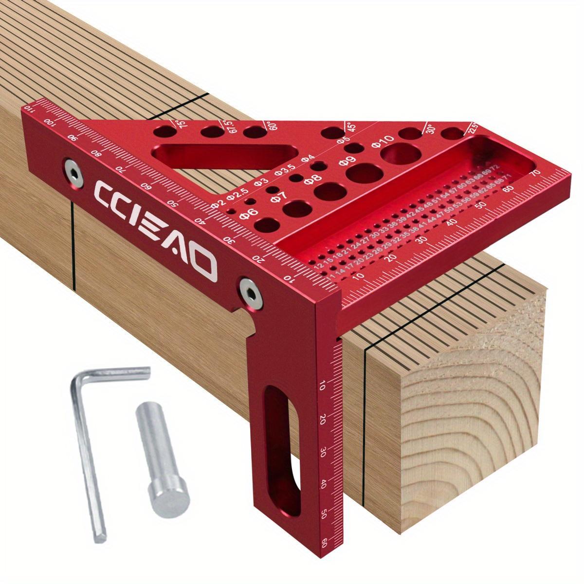 3D Multi Angle Triangle Ruler with Positioning Pin, Metric & Imperial 22.5-90°, Ideal for Woodworking, Construction, DIY Crafts, Woodworking Square Protractor