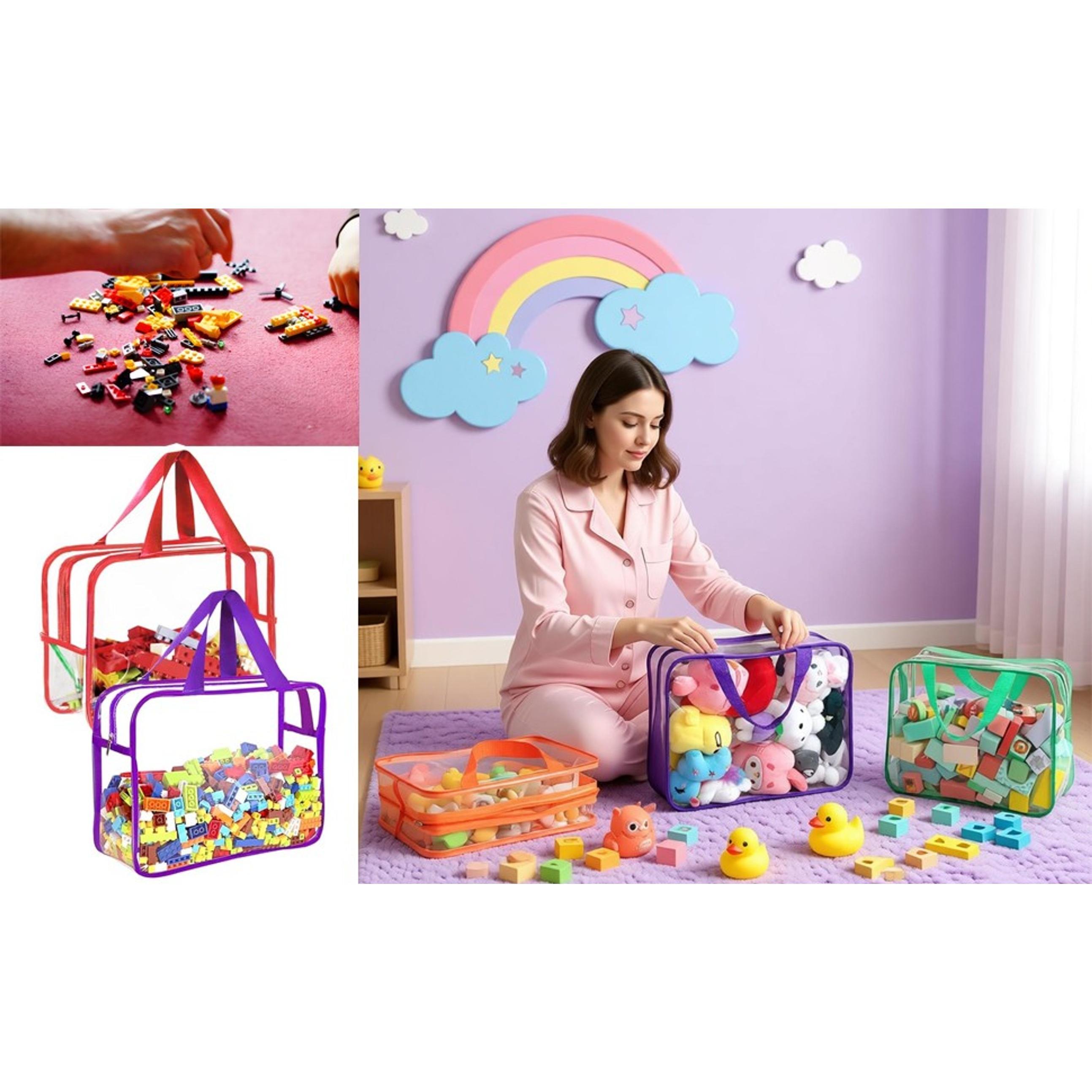 4 Pcs Clear PVC Zipper Storage Bags, Waterproof Travel Organizers with Labels for Building Blocks, Puzzles, Books (Multicolor) 4 Pcs Clear PVC Zipper Storage Bags, Waterproof Travel Organizers with Labels for Building Blocks, Puzzles, Books (Multicolor)