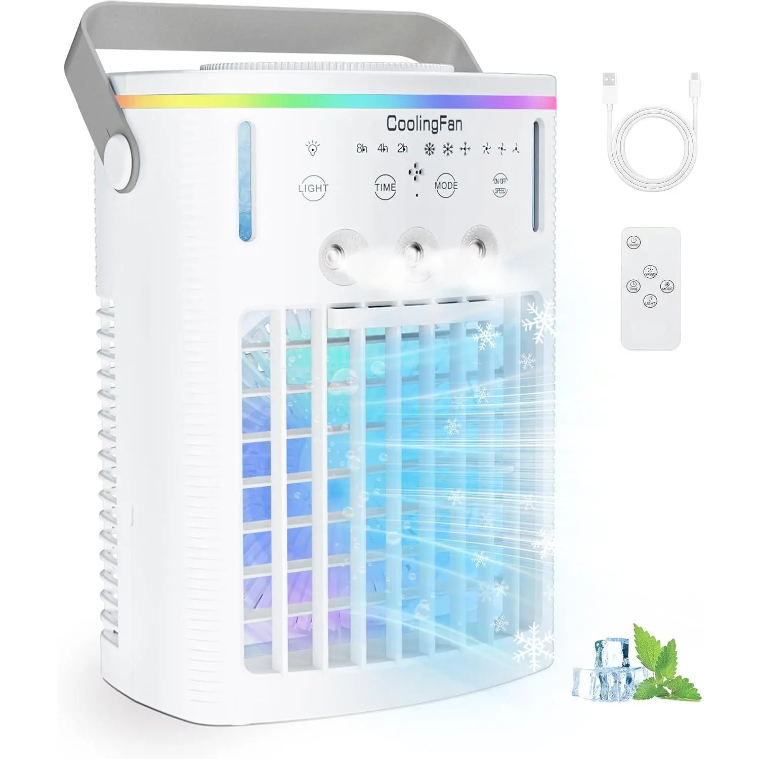 Portable Air Conditioners Cooling Fan: 2026 Upgraded 4-IN-1 Portable AC Unit with 2 Cooler Mist & Speeds 1200ml Remote Control Air Conditioner Ultra-Quiet Design Evaporative for , Bedroom, Camping