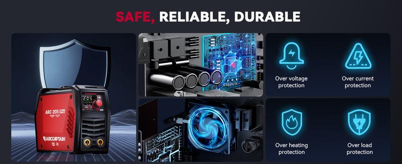 ARCCAPTAIN iControl ARC205 Pro Stick Welder, [APP Control] 205Amp ARC/Lift TIG Welding Machine, Large LED Display, IGBT Inverter 110V/220V MMA Welder with Hot Start, Arc force, and Anti-Stick Dual Voltage TIGStickArc Welder