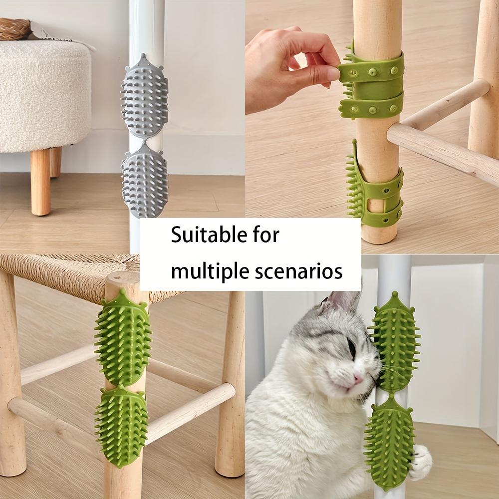 [Multi-Functional Rubber Cat Scratcher] Rubber Self-Grooming Cat Scratcher - Wall & Table Leg Mountable, Flexible Bristles, Non-Electric Pet Massage & Fur Removal Tool, Self Grooming Brush