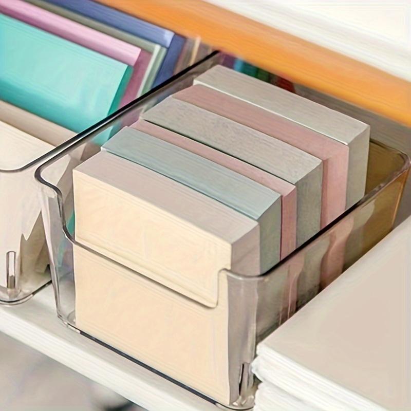 2pcs/set Transparent Sticky Note Keeper - Durable Plastic, Compact Organizer for Home & Office, Effortlessly Store and Access Your Desk Essentials, Stationery Office Supplies