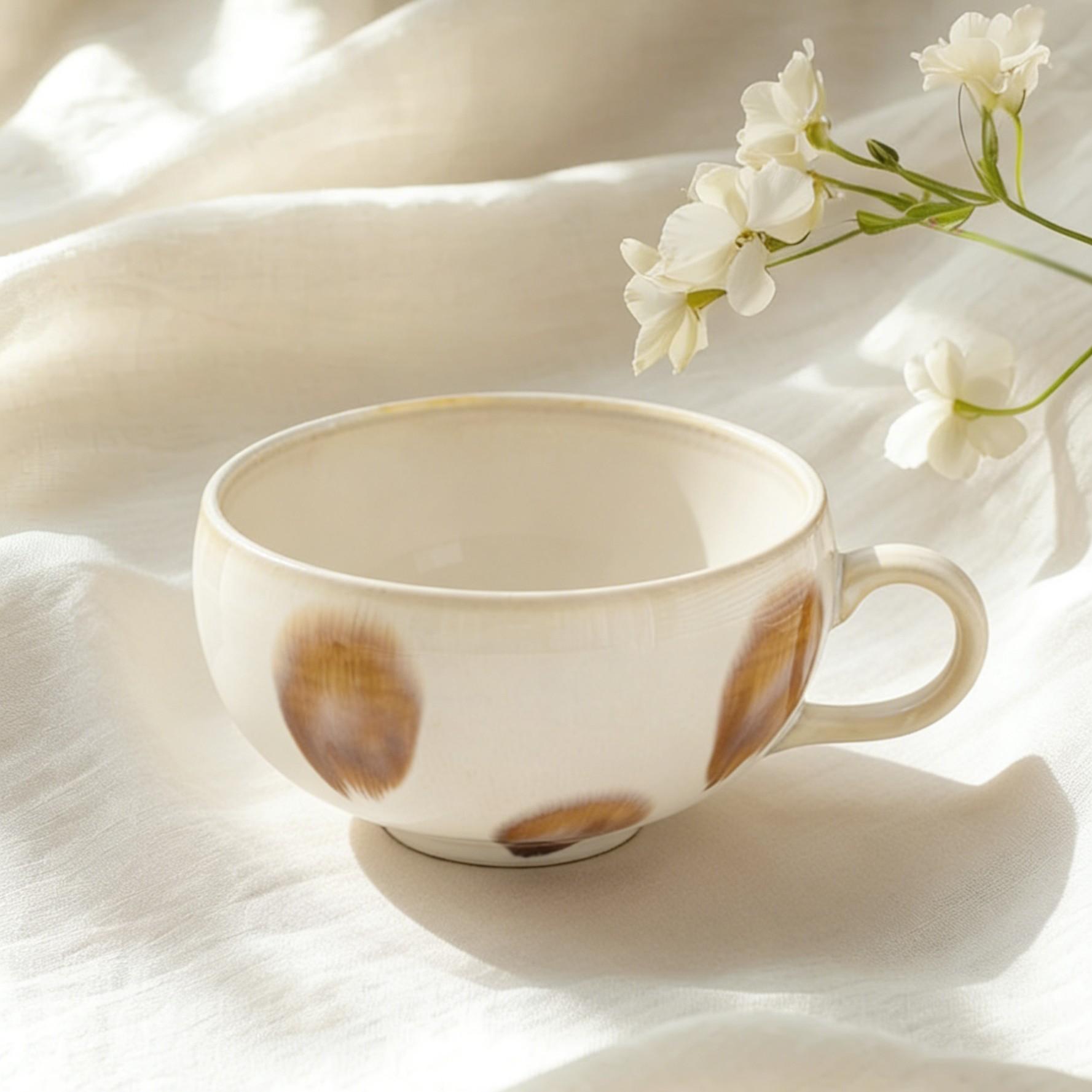 Soup Bowl with Handle, 12oz Coffee Mug, Cozy Mug, Drinking Mug, Ceramic Mug, Cereal Breakfast Cup, Suitable for Milk Desserts, Oatmeal, Microwave Safe, Non-Bone China Material