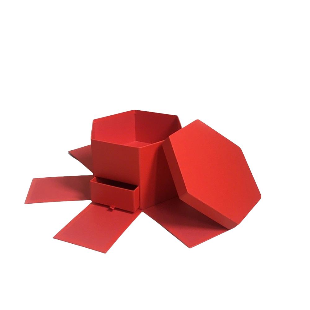Hexagonal Flower Box with Drawer, Romantic Gift Box for Valentine's Day, Birthday, Wedding, Anniversary, Ceremony Occasion