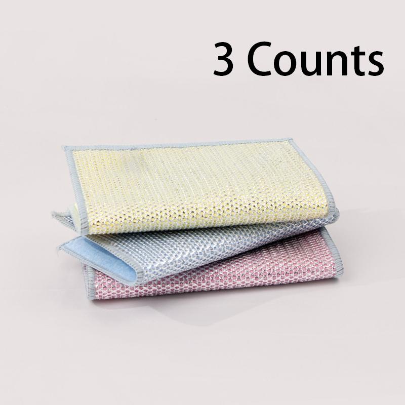 Multi-Purpose Steel Wire Dishwashing Cloth, Wiping Cloth, Scratch-Free, Odorless, Wet & Dry Use, Kitchen Cleaning Sponge for Dishes and Stove