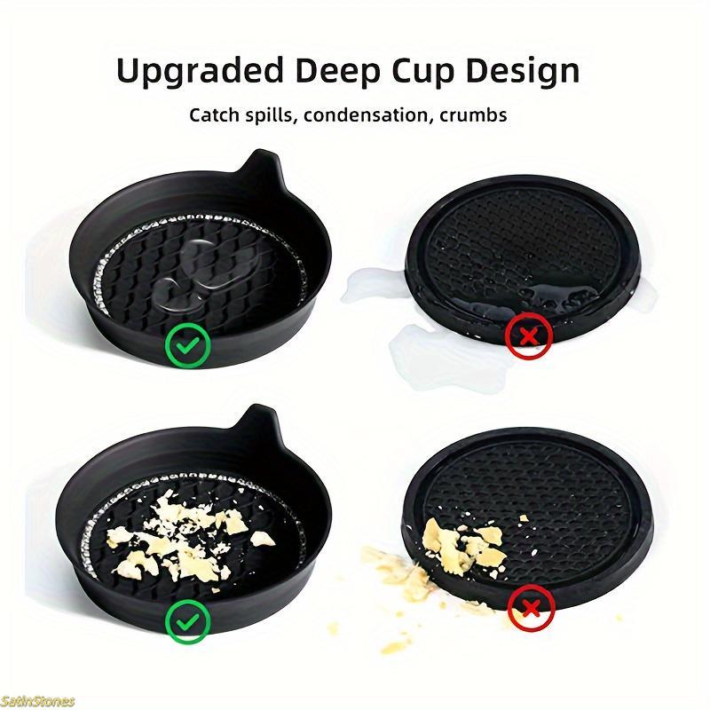 2 Pack Bling Rhinestone Car Cup Coasters, Non Slip Rubber Round Cup Mats, Stylish Auto Interior Decor Accessories for Universal Car Cup Holder Use