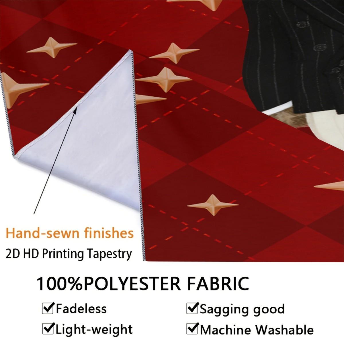 Vintage American Polo Bear Tapestry, Red Gentleman Bear Multi-Style, Wrinkle-Resistant, Wall Hanging Decor for Living Room Bedroom Backdrop