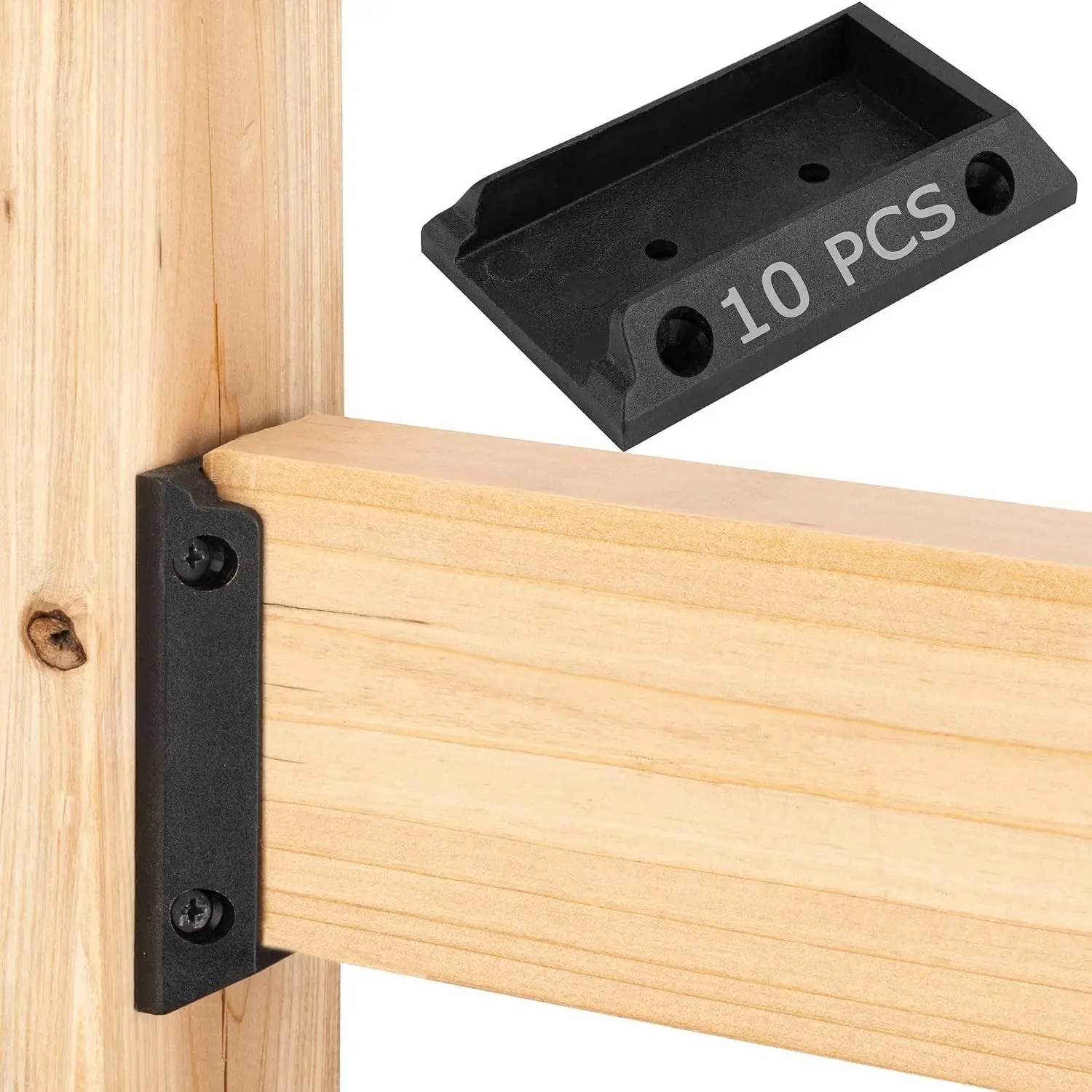 10pcs Deck Railing Bracket Connectors for 2x4, Durable PP Plastic Brackets, Black