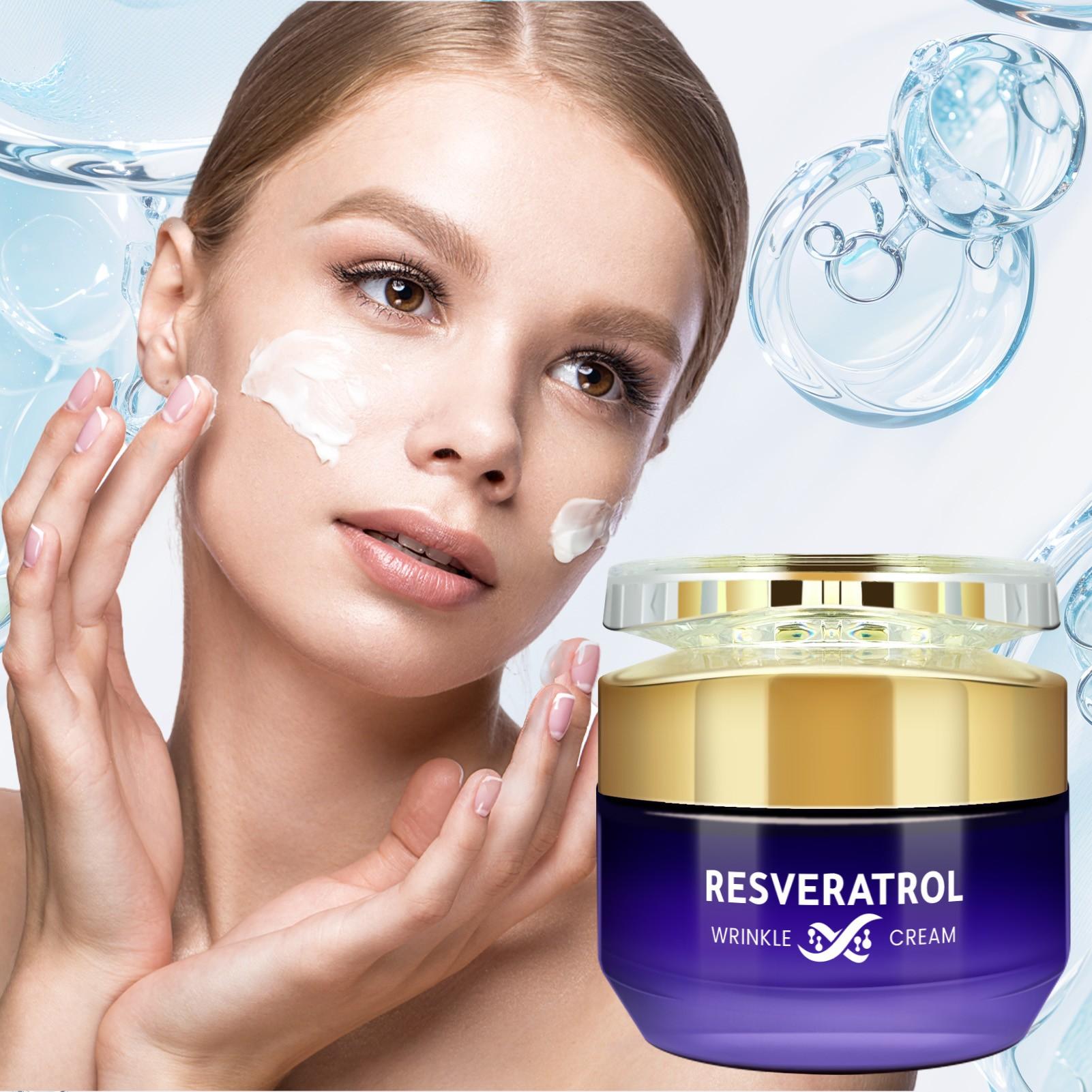 Resveratrol Anti-Wrinkle Face Cream, Hyaluronic Acid & Aloe Vera, Moisturizing Balm, Tightens Skin, Brightens Complexion, All Skin Types