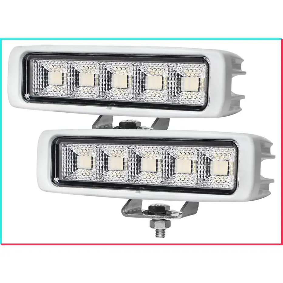 Waterproof LED Boat Lights, 2 Pack 72W Deck Dock Marine Lights 4000LMS 180° Flood Light, 6.3 inch, 12/24V LED Light Bar