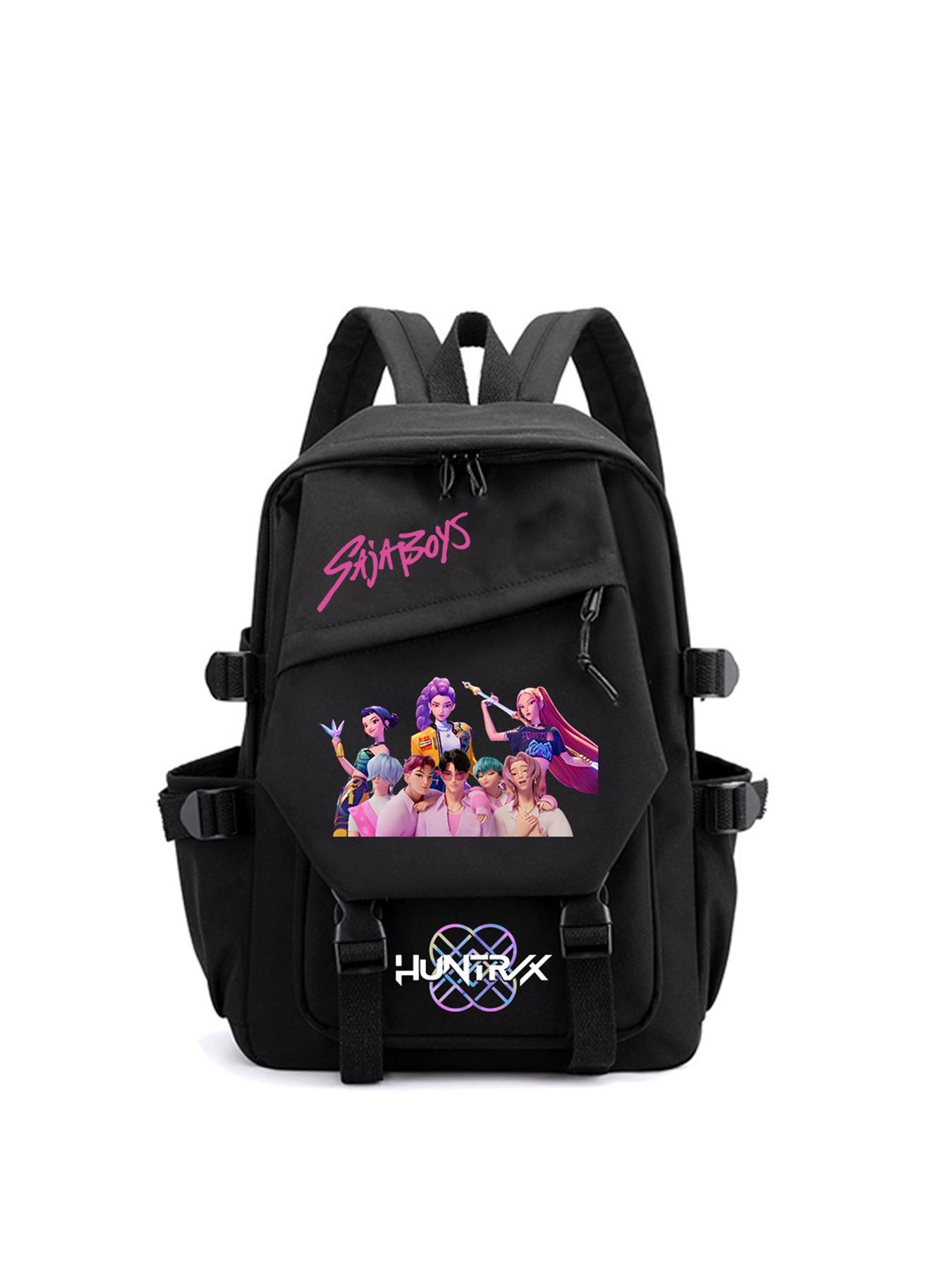 1pc  Women's backpack, solid color backpack, zipper closure, kpop girl group print, fashionable and versatile, casual and simple, suitable for students to go to school, campus, work, commuting, shopping, Cute Versatile Backpack, women's backpack