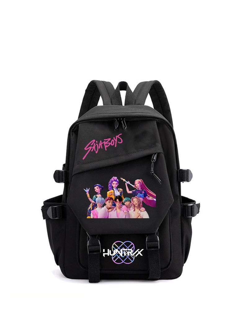1pc  Women's backpack, solid color backpack, zipper closure, kpop girl group print, fashionable and versatile, casual and simple, suitable for students to go to school, campus, work, commuting, shopping, Cute Versatile Backpack, women's backpack